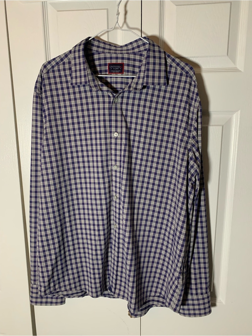 UNTUCKit men's long-sleeve button-down blue plaid shirt XL